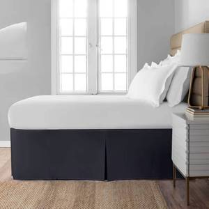 lot 87387 image: Pleated Bed Skirt with Split Corners-Pleated Dust Ruffle - 12 Tailored Drop Easy Fit,100% Microfiber Soft,Sheen & Luxurious Look - Bed Skirts (White -Queen)