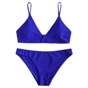 lot 87401 image: ZAFUL Womens Solid Spaghetti Strap Bralette Bikini Set Two Piece Swimsuit (1-Cobalt Blue, M)