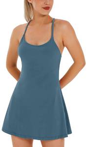 lot 87409 image: Womens Tennis Dress, Workout Dress with Built-in Bra & Shorts Pockets Summer Dress for Golf Athletic Dresses for Women Indigo small