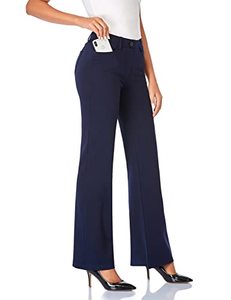 lot 87410 image: Tapata Womens 28303234 Stretchy Bootcut Dress Pants with Pockets Tall, Petite, Regular for Office Work Business 30, Navy Blue, M
