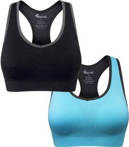 lot 87422 image: BAOMOSI Womens Seamless Racerback Sports Bra High Impact Support Yoga Gym Workout Fitness Black Blue XL