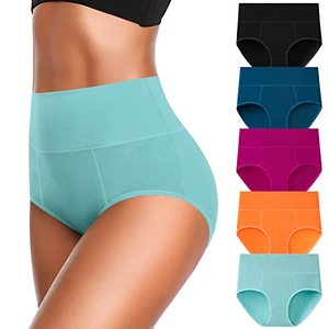 lot 88600 image: OLIKEME Womens Underwear Tummy Control Cotton High Waisted Postpartum Brief Plus Size Ladies Panties Large
