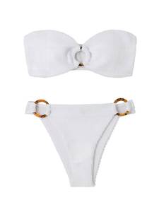 lot 88608 image: GORGLITTER Womens Bandeau Swimsuit Strapless Ring High Waisted Bikini Sets White Medium