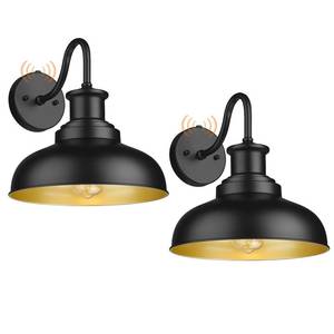 lot 88614 image: Diyel Dusk to Dawn Outdoor Gooseneck Barn Light Outdoor Wall Sconce Farmhouse Exterior Wall Mount Light Vintage Wall Lighting Fixture Industrial Black Wall Lantern for Porch, 2 Pack, DDRZ007-2BK - Retail $89.98