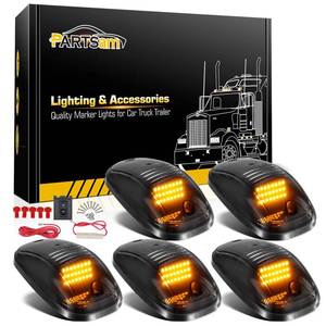 lot 88619 image: Partsam 5X Amber 24 LED Smoke Cab Roof Running Top Marker Lights 264146BK Assembly Wire Harness Replacement for 1500 2500 3500 4500 5500 2003-2018 Pickup Trucks