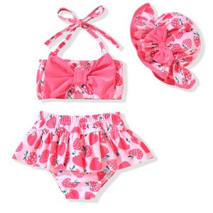 lot 88629 image: 3 0-6 Months Infant Baby Girls Swimsuit Strawberry Bikini Two Pieces Bathing Suit Swimwear Summer Swimming Beach Set Size70