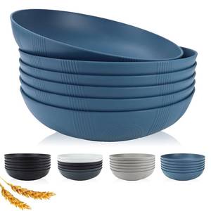 lot 88637 image: PYRMONT 10inches Large Pasta Bowls Set of 6-65oz Wheat Straw Bowls,Bowl Plates,Large Plastic Bowls Reusable for Pasta,Salad,Soup,Unbreakable & Lightweight Bowls for Kitchen,Dishwasher Safe,BPA-Free