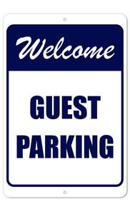 lot 88646 image: Guest Parking - Welcome  8 x 12 Aluminum Outdoor Sign  Blue