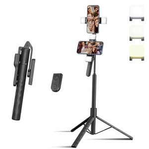 lot 88653 image: 68 Selfie Stick with Remote - Portable Tripod for iPhone with Fill Light, Lightweight Bluetooth Extendable Phone Tripod Stand Compatible with 4-7 iPhone Android for Travel Video