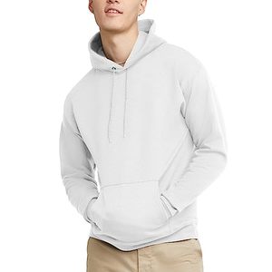 lot 88657 image: Hanes Mens Pullover EcoSmart Hooded Sweatshirt, white, Medium