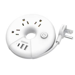lot 88660 image: Travel Power Strip, NTONPOWER 3 Outlets 3 USB Portable Desktop Charging Station Short Extension Cord 3ft for Office, Home, Hotels, Cruise Ship, Nightstand, White