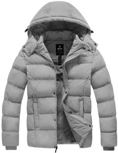 lot 88684 image: wantdo Mens Winter Down Coat Thicken Puffer Jacket with Removable Hood (Grey, Large)