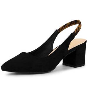 lot 88691 image: Allegra K Womens Pointed Toe Block Heel Pumps Black Slingback Heels - 9.5 M US