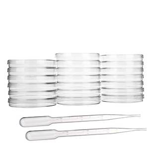 lot 88702 image: Eowpower 20 Pack Plastic Petri Dish Tissue Culture Plate 90 x 15 mm with 20 Pieces 2 ml 3 ml Plastic Transfer Pipettes, Each of 10 Pieces