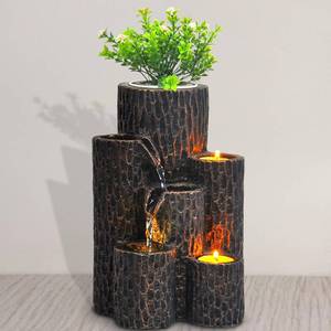 lot 88722 image: Greyhoo Indoor Water Fountain 3 Tier Column Tabletop Fountain Relaxation Min Waterfall for Room Decoration