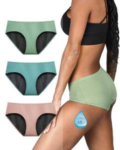 lot 88735 image: TIICHOO Period Underwear for Women Heavy Flow Silky Soft Absorbent Period Panties Incontinence Underwear 3 Pack (Large, Turquoise GreenRose GoldMatcha Green)