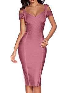 lot 88737 image: Madam Uniq Womenss Spaghetti Strap Bandage Dresses Mini Bodycon Dress Club (Antique Pink, L)