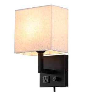 lot 88748 image: Plug in Wall Sconce, Bedside Wall lamp with Plug and dimmable Switch, with USB Charging Port and Socket, Suitable for Hotel, Corridor, Living Room and Bedroom Wall Light (Black)