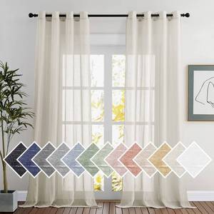 lot 88754 image: NICETOWN Linen Sheer Curtains 90 inch Length for Living Room, Privacy Semi Sheer Curtains Linen Weave Privacy Drapes with Light Filtering for BedroomHall, Natural, W52 x L90, 1 Pair