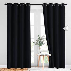 lot 88777 image: NICETOWN Black Blackout Curtains for Bedroom 84 inches Long - Light Reducing Thermal Insulated Solid Grommet Black Out CurtainsPanelsDrapes for Living Room (Set of 2, W52 x L84)