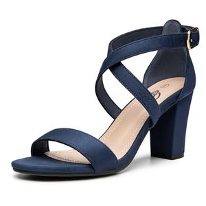 lot 88792 image: Trary Chunky Heels for Women, Strappy Sandals for Women High Heel, Open Toe Women Heels Sandals, Ankle Strap Heels Sandals, Wedding Bridesmaid Shoes, Homecoming Prom Shoes, Blue, 8 UK