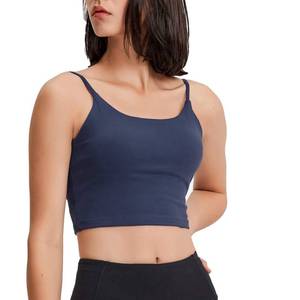 lot 88793 image: Lemedy Women Padded Sports Bra Fitness Workout Running Shirts Yoga Tank Top (L, Dark Blue)