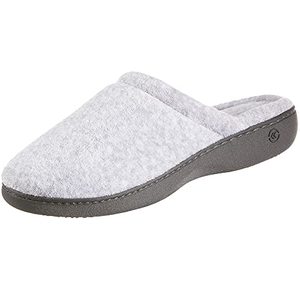 lot 88796 image: isotoner Womens Terry Slip On Clog Slipper with Memory Foam for IndoorOutdoor Comfort, Heather Grey Rounded, 9.5-10