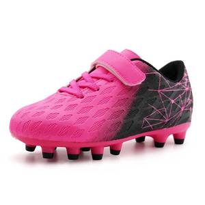 lot 88797 image: brooman Kids Firm Ground Soccer Cleats Boys Girls Athletic Outdoor Football Shoes(9,Fuchsia Black)