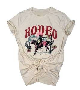 lot 88799 image: Western Cowboy T-Shirt for Women Cowgirl Rodeo Casual Shirts Vintage Desert Cactus Graphic Tee TopsAs Show2 XL