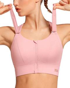 lot 88801 image: VFUS Zip Front Adjustable High Impact Sports Bras for Women Large Breasts Full Coverage Workout Running Removable Pads (XX-Large, Pink)