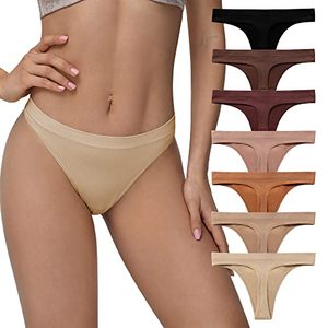 lot 88816 image: SHARICCA Seamless Thongs for Women Sexy Breathable No Show Thong Underwear Women Multiple Pack, L, 7P01