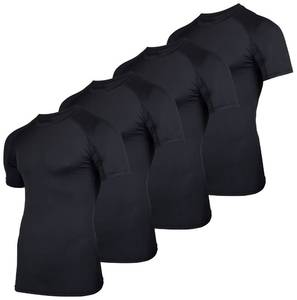 lot 88820 image: 4 Pack Mens Short Sleeve Shirts Compression Base Layer Tight Thermal Undershirt Slimming Black Active Fitness Athletic T-Shirt Quick Dry Fit Workout Sports Rashguard Gym Running Top, Set 1,XXL