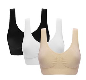 lot 88828 image: Womens Comfort Workout Sports Bra Low-Impact Activity Sleep Bras Pack of 3 XXL