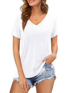 lot 88829 image: Amoretu Womens Summer T Shirts V Neck Short Sleeve Casual Tops Tee White M