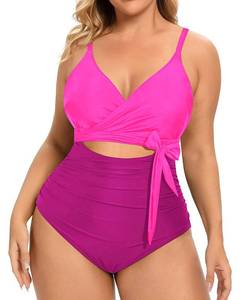 lot 88835 image: Daci Plus Size One Piece Swimsuit for Women Cutout Sexy Tummy Control Bathing Suit Swimwear Pink 14W