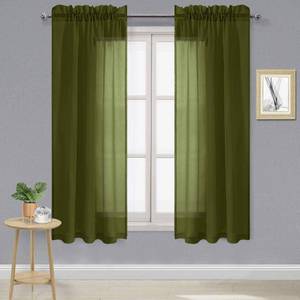 lot 88838 image: DWCN Olive Green Sheer Curtains Semi Transparent Voile Rod Pocket Curtains for Bedroom and Living Room, 42 x 72 inches Long, Set of 2 Panels