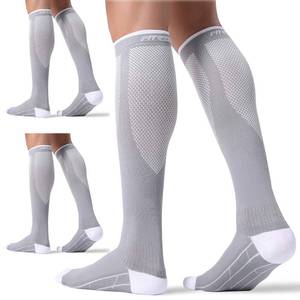 lot 88839 image: FITRELL 3 Pairs Compression Socks for Women and Men 20-30mmHg- Circulation and Muscle Support Socks for Travel, Running, Nurse, Knee High Socks, GREY LXL