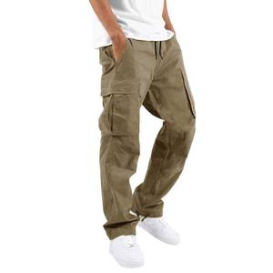 lot 88844 image: THWEI Mens Cargo Pants Casual Joggers Athletic Pants Cotton Loose Straight Sweatpants Beige Grey 2XL