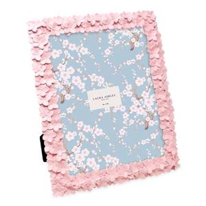 lot 88853 image: Laura Ashley 8x10 Pink Flower Textured Hand-Crafted Resin Picture Frame with Easel & Hook for Tabletop & Wall Display, Decorative Floral Design Home Dcor, Photo Gallery, Art, More (8x10, Pink)