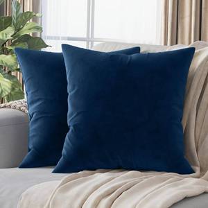 lot 88869 image: NEATERIZE Premium Velvet Pillow Covers 20x20 Dark Blue - Washable Decorative Fabric Throw Pillow Covers for Couch or Bed - Set of 2