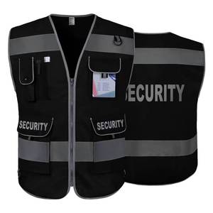 lot 88872 image: TCCFCCT Security Vest for Security Guard 9 Pockets High Visibility Reflective Safety Vest for Men Women, Durable Hi Vis Vest with Reinforced Sewing, Meets ANSIISEA, (G100S-Black, L)