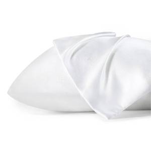 lot 88885 image: Bedsure Satin Pillowcase for Hair - White Satin Pillow Cases Standard Size with Zipper 2 Pack, Similar to Silk Pillow Cases for Skin, Silky & Soft Pillow Covers, Gifts for Her or Him, 20x26 Inches