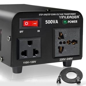 lot 88889 image: Yinleader 500W Voltage Transformer Power Converter(220V to 110V, 110V to 220V) Step UpDown Converter 110120 Volt - 220240 Volt