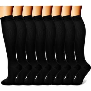 lot 88896 image: CHARMKING Compression Socks for Women & Men (8 Pairs) 15-20 mmHg Graduated Copper Support Socks are Best for Pregnant, Nurses - Boost Performance, Circulation, Knee High & Wide Calf (LXL, Black)