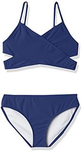 lot 89544 image: Kanu Surf Girls Coral Reef Beach Sport Wrap Around Bikini 2-Piece Swimsuit, Solid Navy, 16