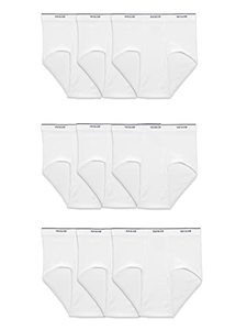 lot 89552 image: Fruit of the Loom mens Tag-free Cotton Briefs, 9 Pack - White, Medium US