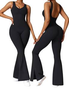 lot 89558 image: Vertvie Flare Jumpsuits for Women Sexy Backless Tank Top Bodycon Romper Wide Leg Full Length Pants Unitard Playsuit(Black,Medium)
