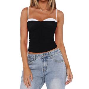 lot 89568 image: Womens Spaghetti Strap Tank Top Sexy Camisole Lace Trim Backless Cami Bustier Shirt Y2K Summer Going Out Tops