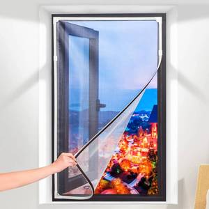 lot 89574 image: Qmety Adjustable DIY Magnetic Window Screen fit Max 55 x 27 inch for Any Smaller Size with Strong Anti-Tear Fiberglass Mesh
