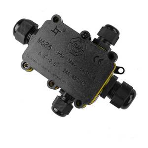 lot 89602 image: 4 Way Electrical Junction Box, La Vane IP68 Waterproof 4 Way Cable Connector Lighting Connector Electric External Coupler, Cable Gland  5-12mm